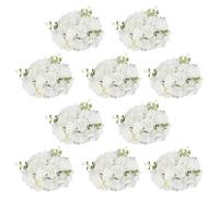 10 pièces bouquet de fleurs artificielles boules de fleurs avec socle pour le mariage blanc