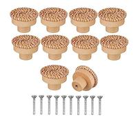 10 pièces bouton de commode en bois de rotin poignée de porte d ' armoire de cuisine poignée de garde-robe bouton de tiroir matériel de meubles poignées de tiroir tissées en rotin