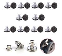 10 Piecès Bouton Pression Jean, 17mm Détachable Métal Bouton DIY, Rétractable Réglable pour la Réparation de Pantalons, Manteau, Vestes (Le Cuivre)