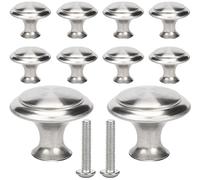 10 Pièces Boutons de Porte, Poignée Petit Manipuler Tiroir Acier Bouton, Poignees de Porte de Cuisine pour Armoire, Commode, Meuble, Argent