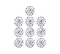10 Pièces Boutons Ronds en Alliage et Strass Élégants Argenté | Décoration Créative, Usage pour Chaussures et Cheveux, Finition Brillante, Lot de Pièces pour Artisanes