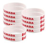 10 Pièces Bracelet Imprimé Drapeau Canada en Silicone | Flexible, Confortable et Imperméable, Taille Unique, pour Stades et Événements Communautaires, Style Patriotique