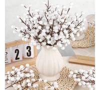 10 pièces Branches de baies artificielles de 7,87 pouces, fausses baies de houx en mousse blanche, plantes artificielles, convient pour la décoration de la maison, du mariage, du jardin romain, branch