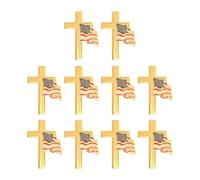 10 Pièces Broche Croix Drapeau Américain, Petite Épinglette | Finition Polie et Détails Nets, Fixation Sûre et Pose Facile, pour Chapeaux, Écharpes, Hommes et Femmes