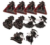 10 Pièces Broche de Médecin Peste Corbeau Argenté en Alliage | Style Gothique Délicat, Accessoire Chic pour Veste, Chapeau et Paquet, pour Fêtes, Bal et Présents Style Aléatoire