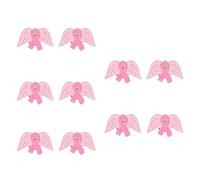 10 pièces broche de sensibilisation en alliage d ' épinglette de forme ailée avec fermoir arrière broches de ruban rose pour les femmes vêtement robe chapeau ensemble de broches en alliage
