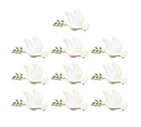10 Pièces Broche Élégante Oiseau la Paix en Métal Alliage de Zinc | Revers Orné D'un Oiseau et D'un Rameau D'olivier, Blanc, Femmes, Occasions Décontractées, Tenues Variées