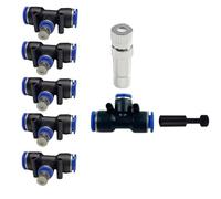 10 pièces Buses de pulvérisation de Brouillard en Laiton avec tés 8-8-8mm, buse de brumisation à Verrouillage Coulissant Basse Pression à Connexion Rapide(0.15MM)