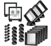 10 Pièces Cadre Flottant Ttransparent 3D, flottants Transparents, Supports d'affichage, Cadre d'affichage Noir pour pièces de Monnaie Anciennes, médaillons AA, Bijoux, Coquillages, fossiles (7 x 7cm)
