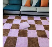 10 Pièces Carreaux De Tapis Imbriqués, Ensemble De Tapis De Sol Carrés en Mousse Moelleuse, Tapis De Jeu De Puzzle en Peluche Moelleux Imbriqué 12 X 12 Pouces avec Bordure, Coffee+Purple