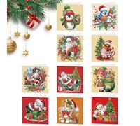 10 pièces cartes de vœux de Noël avec peinture diamant 5D DIY Crystal Christmas Art Cartes postales avec enveloppes Outils de peinture diamant Kits d'art diamant faits main Cadeau artisanal