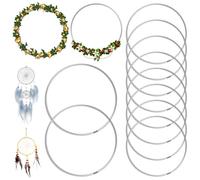 10 Pièces Cercle Attrape Reve 20cm, Anneaux en Métal Revêtu, Argent Anneaux Attrape-rêves en Métal, Cercle Métal Attrape Reve, pour Floral Hoop, Capteurs de Rêves, Mariage, Art Floral, Tenture Murale