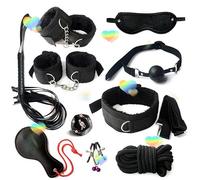 10 PièCes Chambre à Coucher Combinaison Multifonctionnelle Ensemble Portable, Poignet Et Cheville Manchettes, Bande-Yeux, Cordes-éTirement Accessoires-D-10 (Noir)