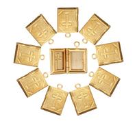 10 Pièces Charmes Bible en Cuivre Or pour DIY Bijoux et Breloque | Pendentif Biblique, Pendentifs Bibliques, Commématifs, Création Artisanale, Style Décoratif, Lot Créatif