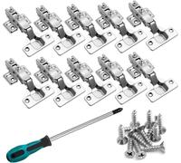 10 Pièces Charniere Porte Placard 110 Degré Charniere Porte avec Amortisseur Intégré Mécanisme Charnières pour Placards avec Tournevis pour Armoire de Cuisine, Armoire de Salle de Bain, Armoire
