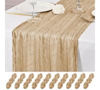 10 Pièces Chemin de Table Beige, Chemin de Table en Toile à Fromage 55x300 cm Chemins de Table en Gaze Rustique Chemins de Table en Tissu Transparent Long Romantique pour Fête de Mariage Baby Shower