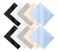 10 Pièces Chiffons de Nettoyage, Chiffons Microfibre de Nettoyage, Chiffon de Nettoyant Lunettes pour Lunettes, pour Nettoyer Lunettes, écrans, Lentilles, Bijoux (Noir/Bleu/Beige/Blanc/Gris foncé)