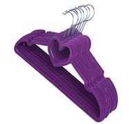 10 pièces Cintre, Robuste des vêtements légers Slim Hanger, Gilet de vêtements sans Glissement, Velours en Forme de Coeur, Manteau pour économiser l'espace, Chemises, Pantalons(Violet)