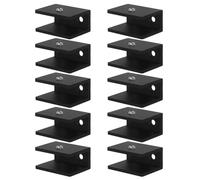10 Pièces Clip de Support D’étagère U en Aluminium Noir avec Vis | Vitre Miroir et Tablette, Fixation Sûre, Installation Facile, Usage Salle de Bain la Cuisine, Finition Noire