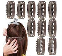 10 Pièces Clips D'extension De Cheveux, Pinces À Perruque En U À 6 Dents Avec Boutons-pression En Caoutchouc - Fixation Sans, Convient Aux Extensions De Cheveux Pour Hommes Et Femmes