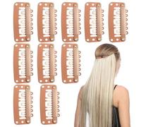 10 Pièces Clips D'extension De Cheveux, Pinces À Perruque En U À 6 Dents Avec Boutons-pression En Caoutchouc - Fixation Sans, Convient Aux Extensions De Cheveux Pour Hommes Et Femmes