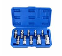 10 Pièces Coffret Douille Torx Temelle, Douille Torx Male 1/4", 3/8", 1/2", Embout Torx Douille M4 M5 M6 M8 M9 M10 M12 M14 M16 M18, Douille XZN en Acier Chromé au Vanadium