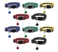10 Pièces Collier avec Clochette Réglable en Polyester | Sécurité Visible au Couchant, Convient aux Chiots et Petites Races, Bandes Lumineuses, Usage Soirée Couleur Aléatoire