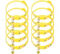 10 Pièces Collier Décoratif à Motif Cœur, Réglable | PVC PP, Boucle de Sécurité avec Clochette, Jaune, pour Étiquettes et Chiots