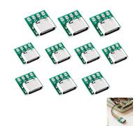 10 Pièces Connecteur 16 Broches Type-C vers Adaptateur de Carte PCB 2,54 mm, Connecteurs USB 3.1 Type-C Femelle, Connecteur USB-C pour Alimentation 5V, Données USB 3.1, Test, Soudure et DIY
