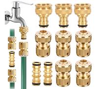 10 Pièces Connecteur de Robinet de Jardin en Laiton, 1/2" Connecteur de Tuyau D'arrosage, Connecteur Rapide de Tuyau pour Jardinage