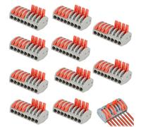 10 Pièces Connecteur Électrique, Domino Électrique Rapide à 8 Entrées, Raccord electrique, Connecteurs Electrique, Bornes de Connexion Automatique avec Commande à Levier, pour Câbles 0,08-4,0 mm²