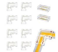10 Pièces Connecteurs pour Ruban, 8mm 2 Pin Led COB Bande Connecteur D'angle 8 PCS Connecteurs Type L/Angle 2 PCS Transparent Connecteurs Intermédiaires Sans Espace pour les Lumières LED Srtip