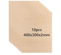 10 Pièces Contreplaqué 400 x 300 x 2mm - Feuille De Bois Balsa Pour Bricolage, Maquette, Projet Laser - Plaque, Planche, Plaquage, Carton, Panneau