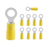10 Pièces Cosses Électriques,Cosses Annulaires,Connecteur Kit D'assortiment,connecteur de câble PVC,4,0-6,0 mm² jaune, M4,en partie isolé,pour la Maintenance électrique
