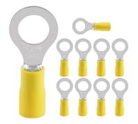 10 Pièces Cosses Électriques,Cosses Annulaires,Connecteur Kit D'assortiment,connecteur de câble PVC,4,0-6,0 mm² jaune, M8,en partie isolé,pour la Maintenance électrique