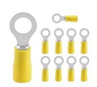 10 Pièces Cosses Électriques,Cosses Annulaires,Connecteur Kit D'assortiment,connecteur de câble PVC,4,0-6,0 mm² jaune, M5,en partie isolé,pour la Maintenance électrique