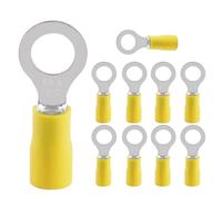 10 Pièces Cosses Électriques,Cosses Annulaires,Connecteur Kit D'assortiment,connecteur de câble PVC,4,0-6,0 mm² jaune, M6,en partie isolé,pour la Maintenance électrique