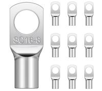 10 Pièces Cosses Tubulaires 16mm² M8, Hanibos Cosses Electriques Ronde à Œillet en Cuivre Étamé Cosse à Sertir 16mm², Cosses Annulaires 16mm²