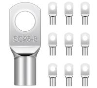 10 Pièces Cosses Tubulaires 25mm² M8, Hanibos Cosses Electriques Ronde à Œillet en Cuivre Étamé Cosse à Sertir 25mm², Cosses Annulaires 25mm²