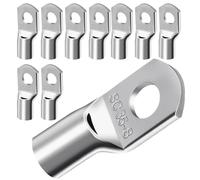 10 Pièces Cosses Tubulaires 35mm² M8,Cosses de Câble Non Isolées | Cosses de Embouts de Câble de Batterie Annulaires SC Cuivre étamé,Pour Installations électriques Industrielles et Automobiles
