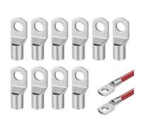 10 Pièces Cosses Tubulaires 50mm² M8, Cosse à Sertir Nue SC50-8 Cosses Electriques à Sertir 50mm², Connecteur de Câble Cosse Ronde Œillet en Cuivre Étamé de Câble Anneau