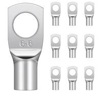 10 Pièces Cosses Tubulaires 6mm² M6, Hanibos Cosses Electriques Ronde à Œillet en Cuivre Étamé Cosse à Sertir 6mm², Cosses Annulaires 6mm²