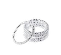 10 pièces couleur or/argent élastique en caoutchouc fil de téléphone bandes de cheveux élastique for queue de cheval accessoires de cheveux(Silver)