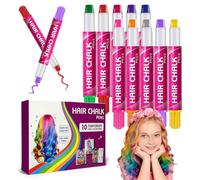10 Pièces Craies pour cheveux,Kit coloration temporaire,Stylos de couleur lavables,10 teintes vives,Pour Cheveux Marqueurs de Couleur Lavable pour Fête,Cosplay,Halloween,Noël