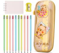 10 Pièces Crayons À Papier Avec Gomme, Crayons Papier Hb Avec Trousse Licorne Kawaii Pour Enfant & Carnet, Idee Cadeau Fille 4 5 6 7 8 9 Ans, Violet