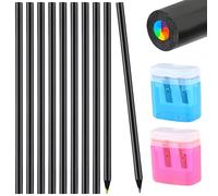 10 PièCes Crayons De Couleur, En Bois Noir Crayon De Couleurs Adulte, Crayon Couleur Avec 2 Taille-Crayons, Crayon à Noyau Arc En Ciel Pour Peindre, Dessiner, éCrire, Cadeaux