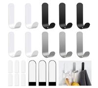 10 Pièces Crochet Autocollant, 3 Couleurs Crochet Adhésif, Accroche Serviette Salle de Bain, Forme De J Crochet Adhesif Mural Solides, Patere Adhesive Métallique pour La Salle de Bain et La Cuisine
