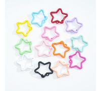 10 pièces Crochets à pression en émail coloré - Clips de porte-clés en alliage de zinc avec ressort, pour clés DIY, laisses de chien et sacs, matériel de mousqueton en forme d'étoile durable Alliage d