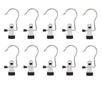 10 Pièces Crochets avec Pince Crochets à Linge en Acier Inoxydable Clip de Cintre Antidérapant Clips de Coffre Rotatifs à 360° Clips en Métal Argenté