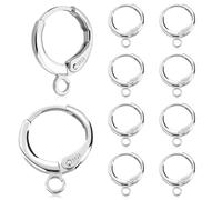 10 Pièces Crochets de Boucles D'oreilles Français à Levier en Argent Sterling 925, Crochets de Boucles D'oreilles Hypoallergéniques à Levier, Rond Fermoirs pour la Création de Bijoux (Argent)